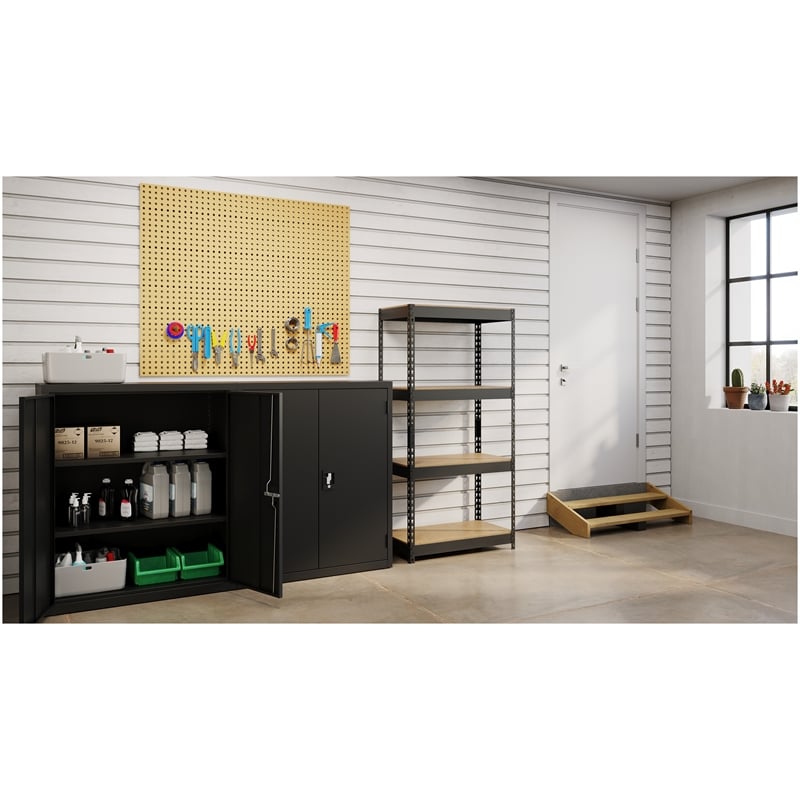 Iron Horse 3800 Riveted Metal Shelving 4-Shelf 16Dx30Wx60H Black