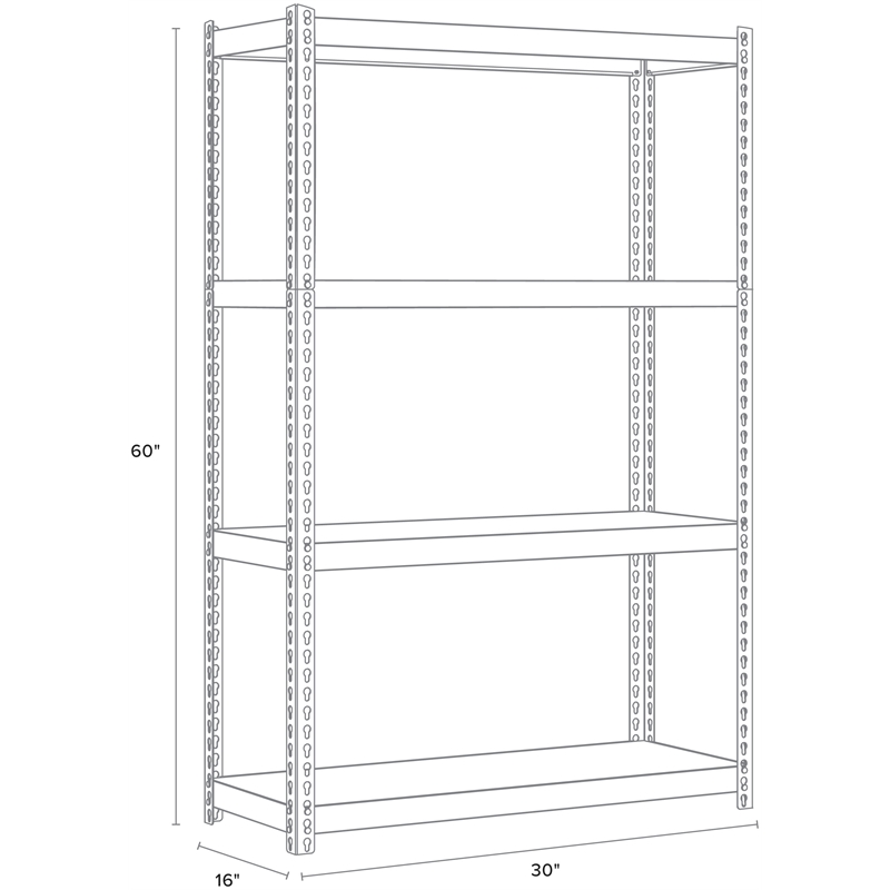 Iron Horse 3800 Riveted Metal Shelving 4-Shelf 16Dx30Wx60H Black