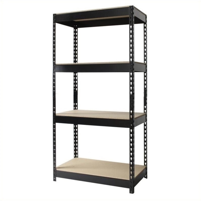 Iron Horse 3800 Riveted Metal Shelving 4-Shelf 16Dx30Wx60H Black