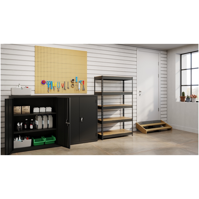Iron Horse 3800 Riveted Metal Shelving 5-Shelf Unit 16D x 36W x 60H Black
