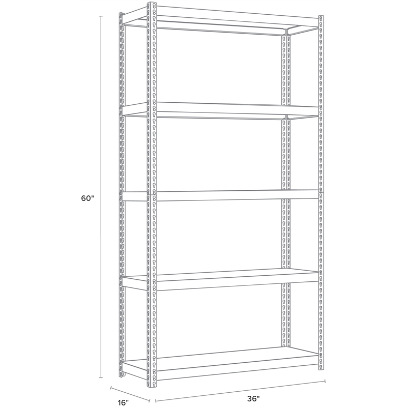 Iron Horse 3800 Riveted Metal Shelving 5-Shelf Unit 16D x 36W x 60H Black