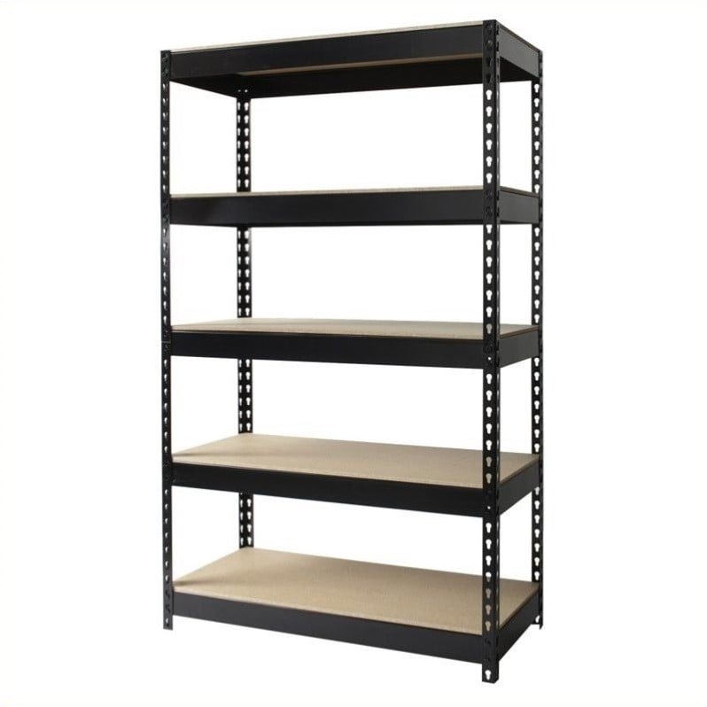 Iron Horse 3800 Riveted Metal Shelving 5-Shelf Unit 16D x 36W x 60H Black