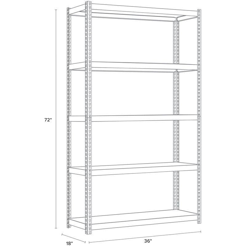 Iron Horse 3800 Riveted Metal Shelving 5-Shelf Unit 18D x 36W x 72H Black