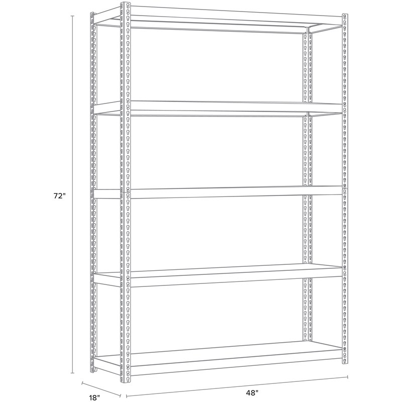 Iron Horse 3800 Riveted Metal Shelving 5-Shelf 18Dx48Wx72H Black