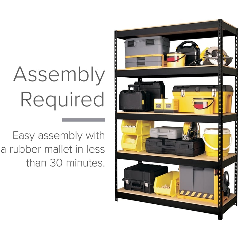 Iron Horse 3800 Riveted Metal Shelving 5-Shelf 18Dx48Wx72H Black