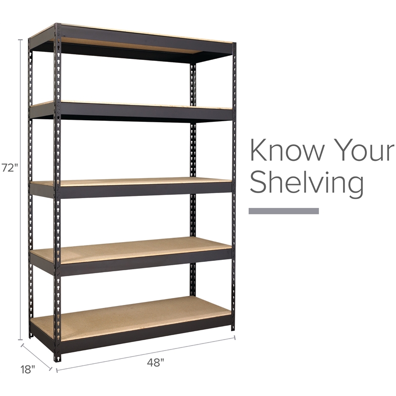 Iron Horse 3800 Riveted Metal Shelving 5-Shelf 18Dx48Wx72H Black