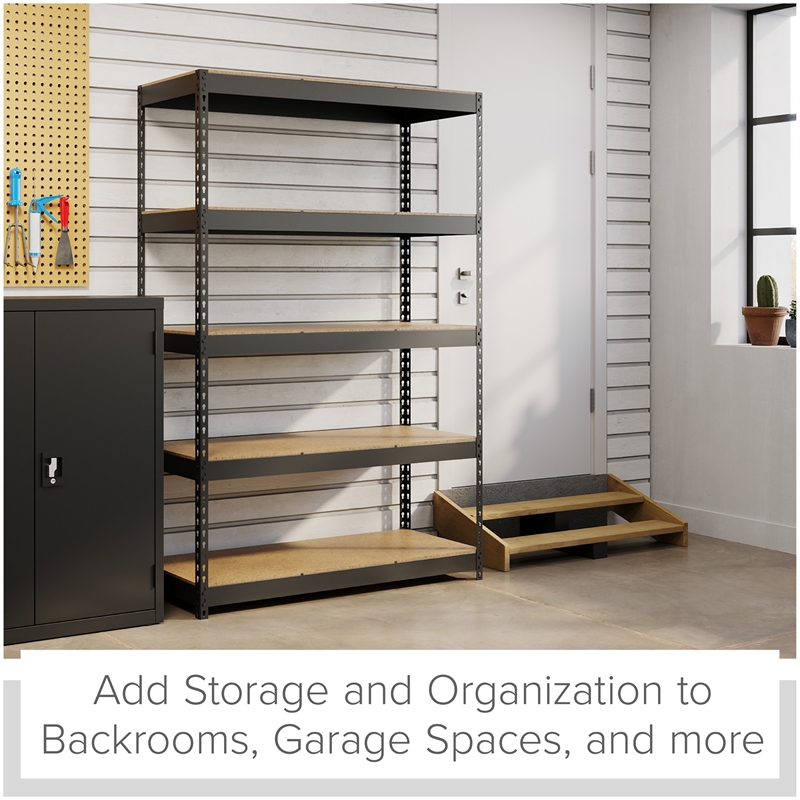 Iron Horse 3800 Riveted Metal Shelving 5-Shelf 18Dx48Wx72H Black