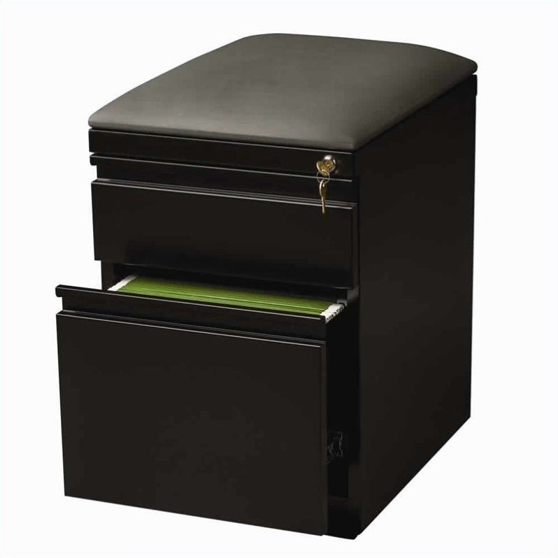 Hirsh 20-in Deep Mobile Pedestal File 2-Drawer Box/File. Black Cushion. Black