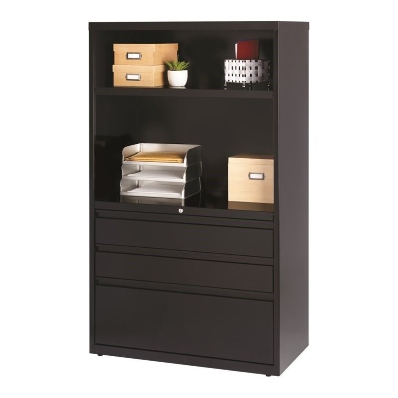 Hirsh 36-in Wide HL8000 Series Box/Box/File Lateral Combo File Cabinet Black