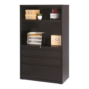Hirsh 36-in Wide HL8000 Series Box/Box/File Lateral Combo File Cabinet Black