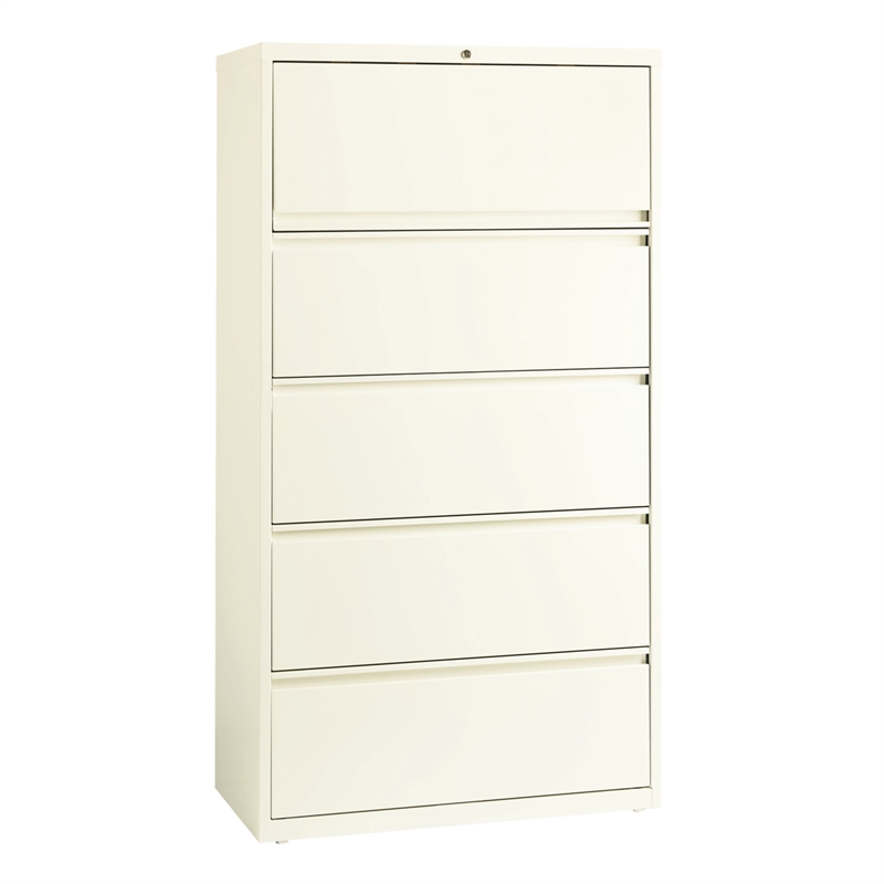 Hirsh 36-in Wide HL10000 Series Metal 5 Drawer Lateral File Cabinet Off White