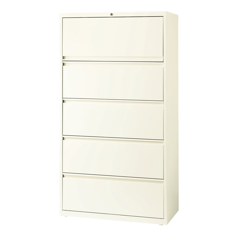 Hirsh 36-in Wide HL10000 Series Metal 5 Drawer Lateral File Cabinet Off White
