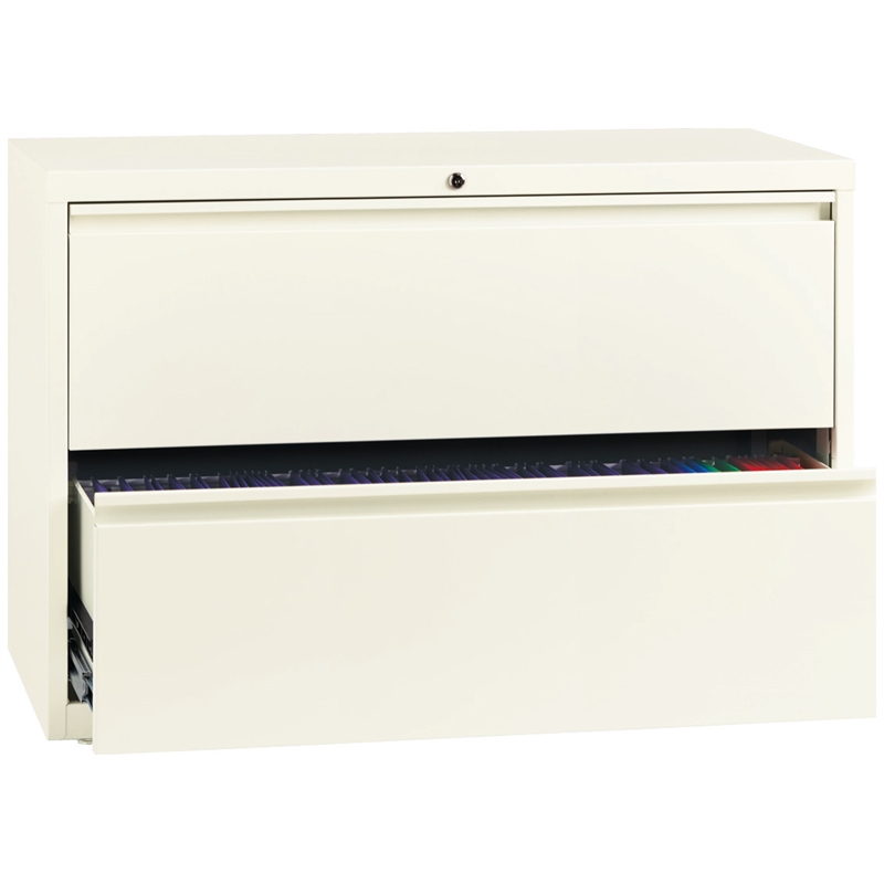 Hirsh 42-in Wide HL10000 Series Metal 2 Drawer Lateral File Cabinet Off White