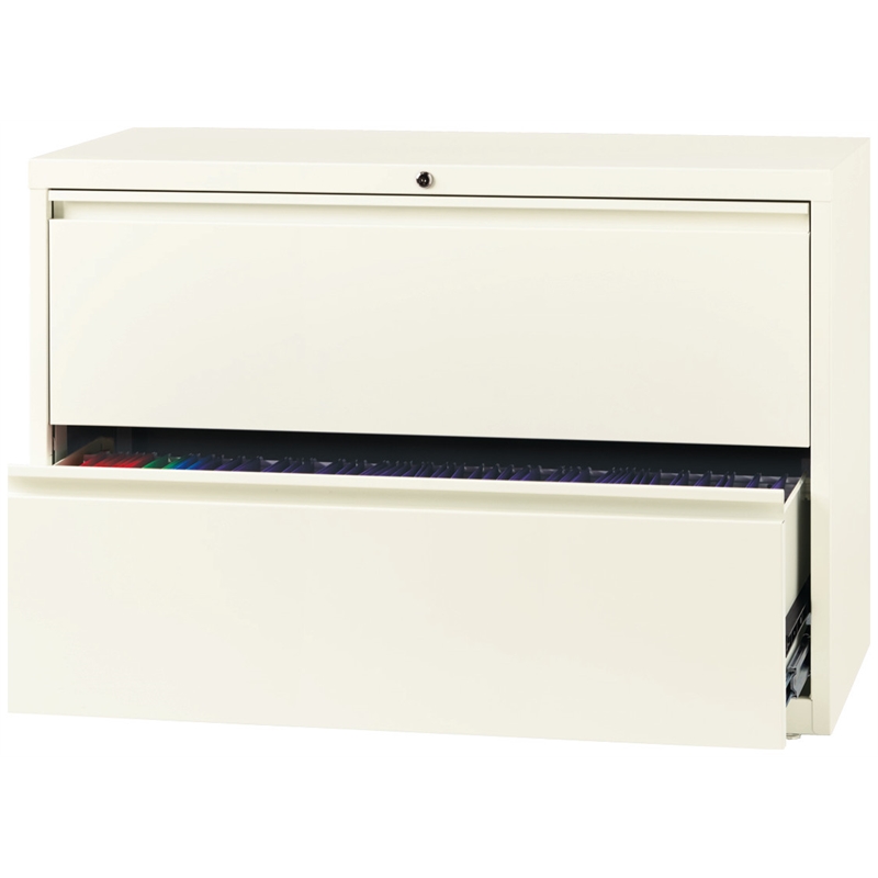 Hirsh 42-in Wide HL10000 Series Metal 2 Drawer Lateral File Cabinet Off White