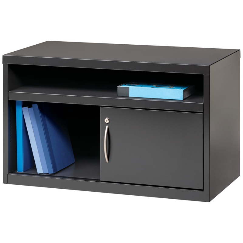 Hirsh 36-in Wide Low Metal Credenza with Sliding Door Charcoal