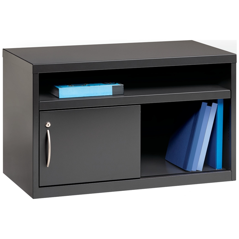 Hirsh 36-in Wide Low Metal Credenza with Sliding Door Charcoal