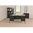 Hirsh Double Pedestal Metal Office Desk with Center Drawer Black/Walnut