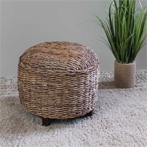 International Caravan Arizona Round Abaca Ottoman in Natural