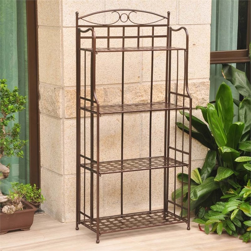 International Caravan Santa Fe 4 Tier Iron Bakers Rack in Bronze