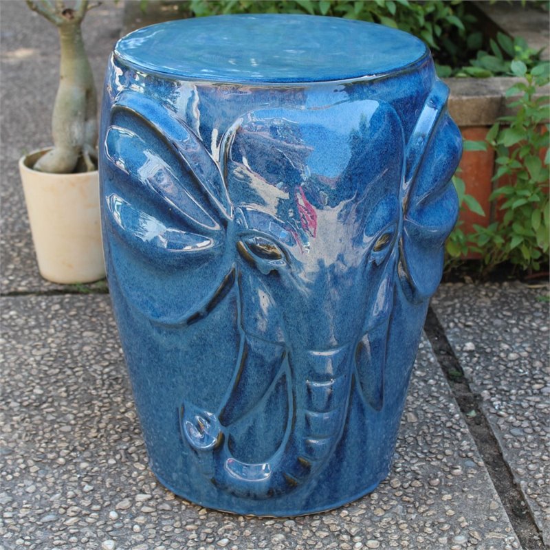 Catalina Wild Elephant Ceramic Garden Stool