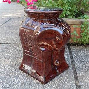 Catalina Contemporary Elephant Ceramic Garden Stool in Brown