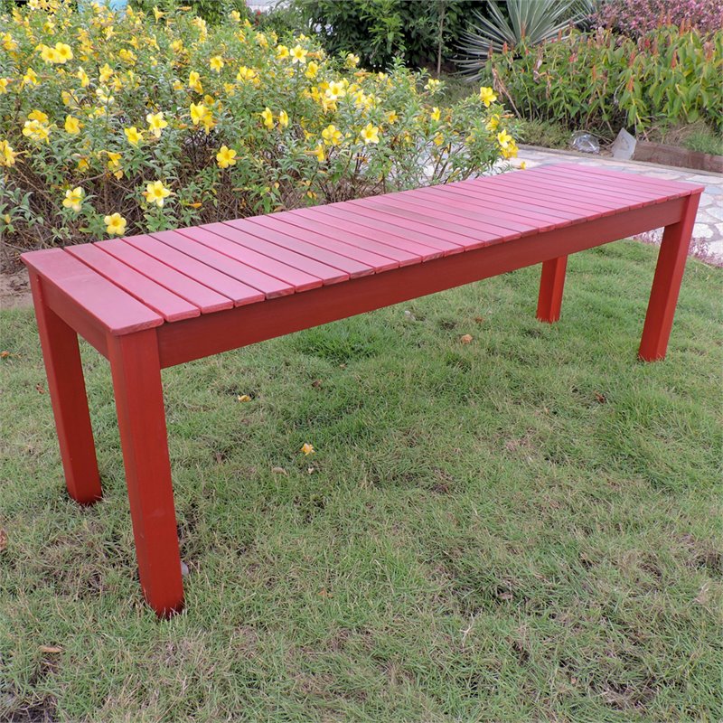 International Caravan Royal Fiji Patio Garden Bench in Barn Red