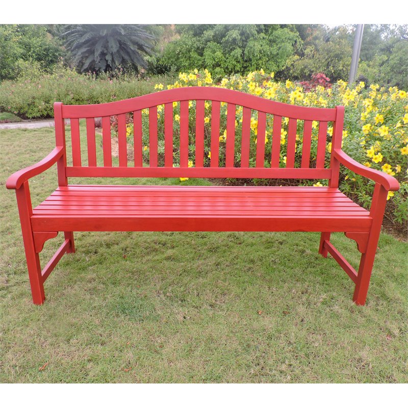 International Caravan Royal Fiji Patio Garden Bench in Barn Red