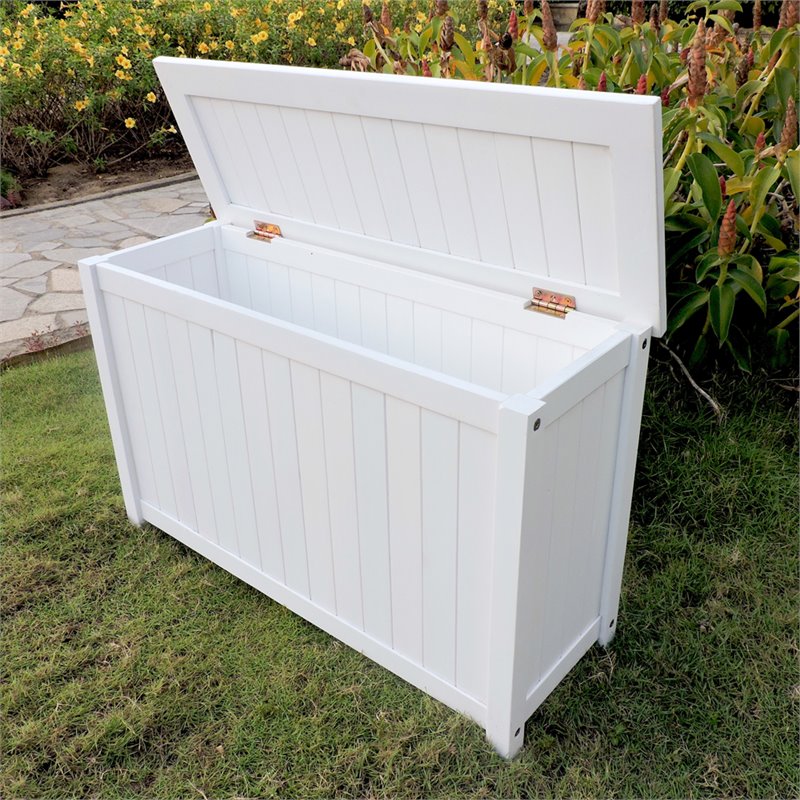 International Caravan Royal Fiji Patio Deck Box in Antique White