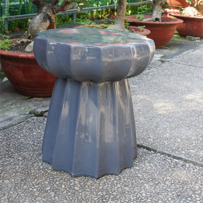 Cataline Scalloped Ceramic Garden Stool