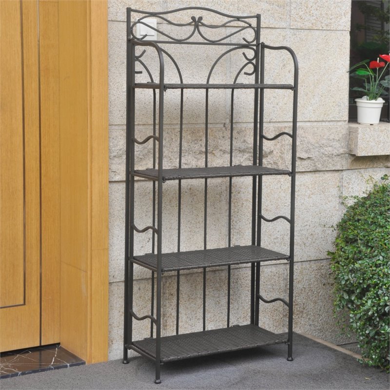 Valencia 4-Tier Resin Wicker Folding Bakers Rack