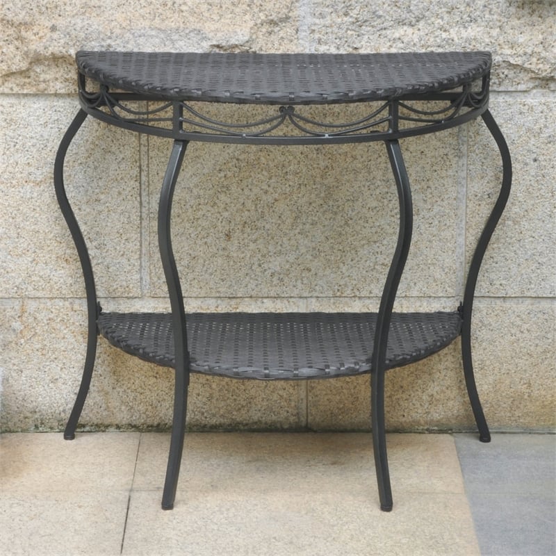 Valencia Half Moon Resin Wicker Console Table