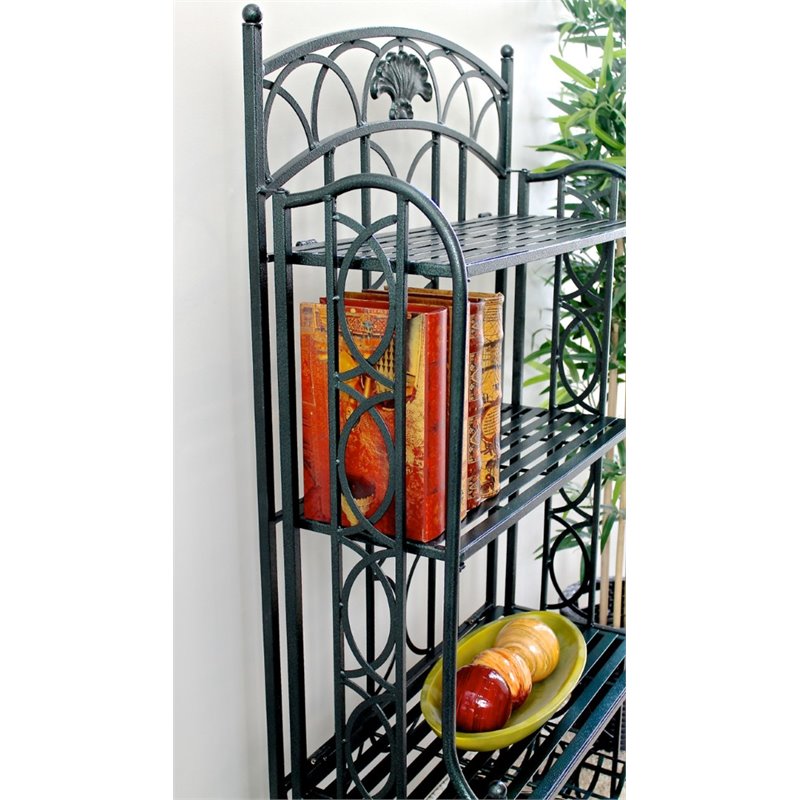 International Caravan Mandalay Iron Bakers Wine Rack in Verdi Gris