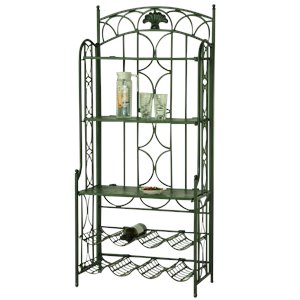 International Caravan Mandalay Iron Bakers Wine Rack in Verdi Gris