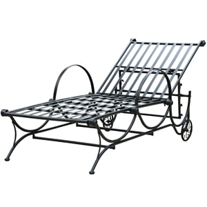 International Caravan Mandalay Iron Patio Chaise Lounge in Black