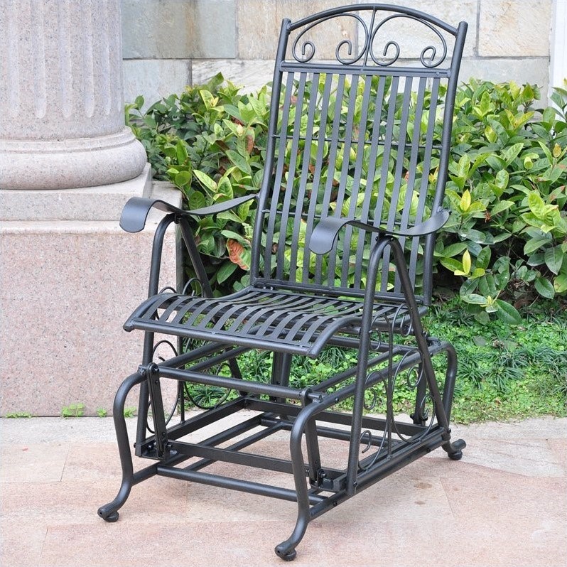 International Caravan Mandalay Single Iron Patio Glider in Black