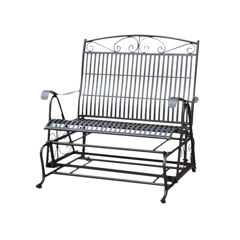 International Caravan Tropico Iron Patio Glider Loveseat in Black