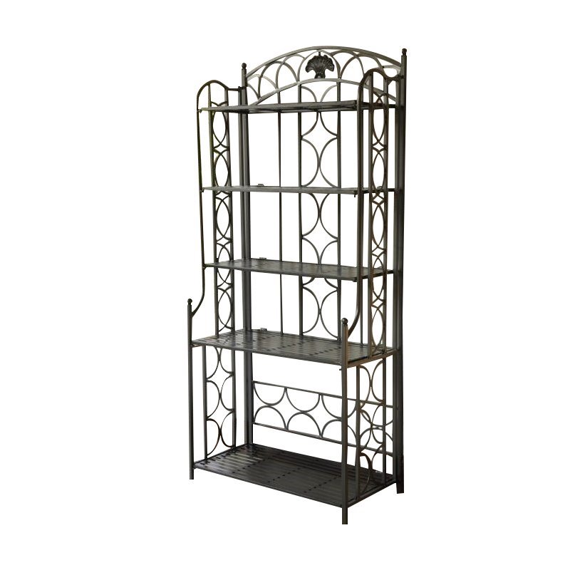International Caravan Mandalay Iron Bakers Rack in Pewter