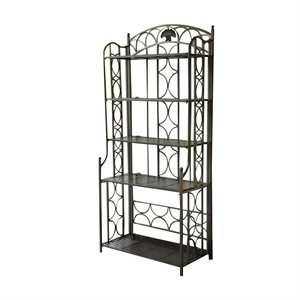 International Caravan Mandalay Iron Bakers Rack in Pewter