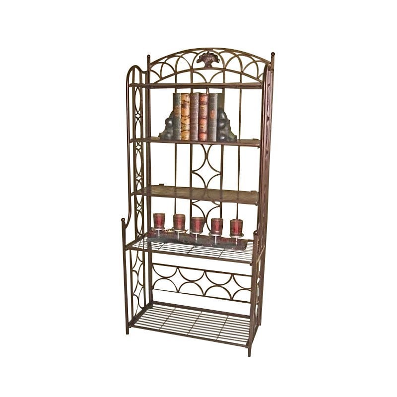 International Caravan Mandalay Iron Bakers Rack in Bronze