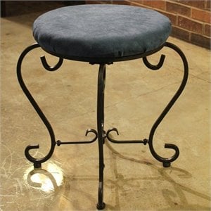 International Caravan Cambridge Round Vanity Stool in Indigo