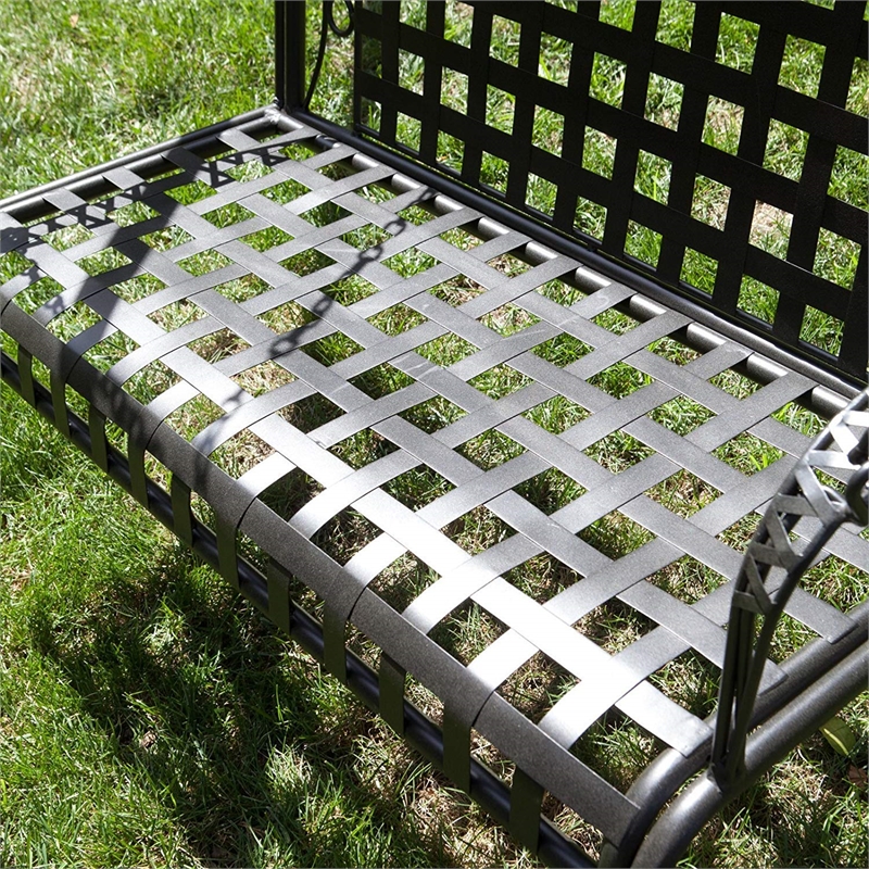 International Caravan Mandalay Iron Patio Porch Swing in Antique Black