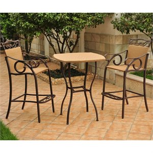 International Caravan Valencia 3 Piece Patio Pub Set in Honey Pecan