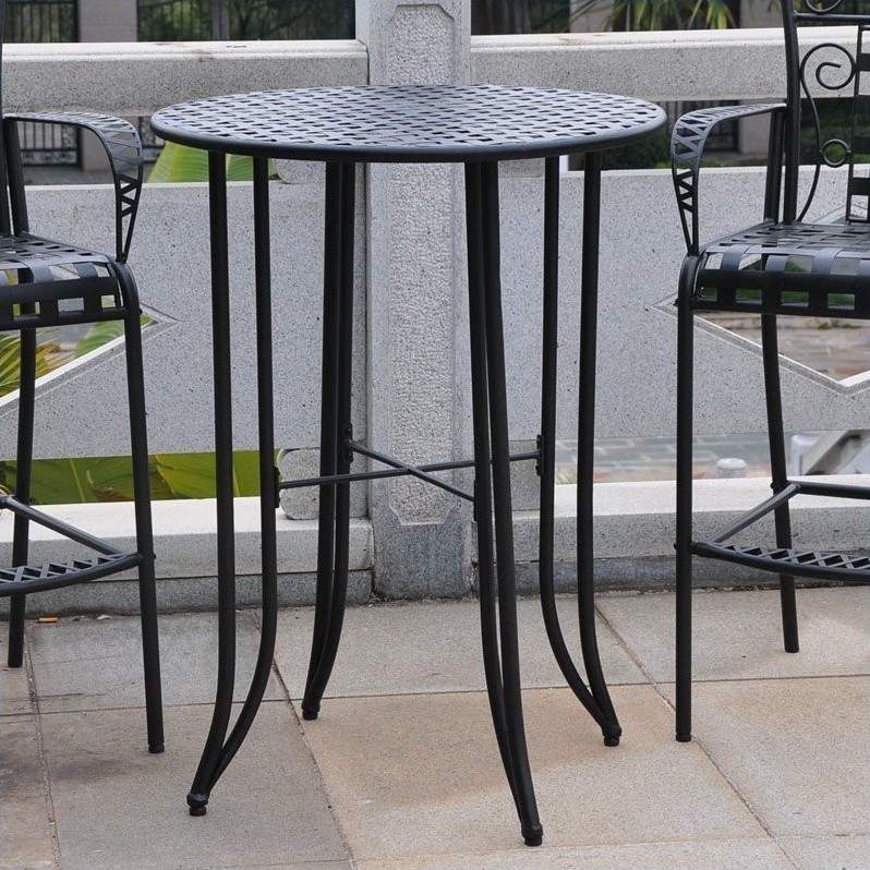 International Caravan Mandalay Iron Patio Pub Table in Antique Black