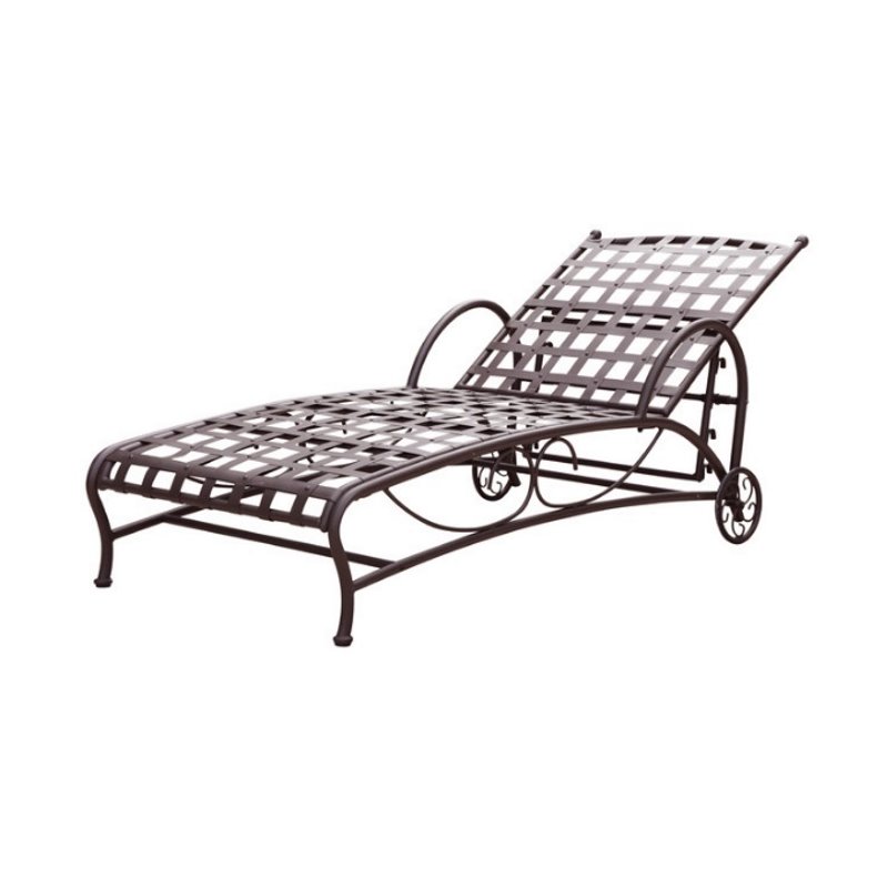 International Caravan Santa Fe Iron Patio Chaise Lounge in Matte Brown