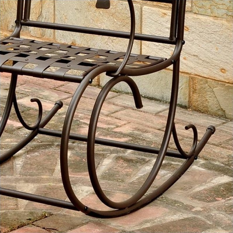 International Caravan Santa Fe Iron High-Back Patio Rocker in Brown
