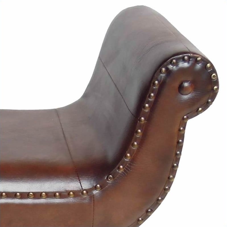 International Caravan Carmel Faux Leather Vanity Stool in Brown