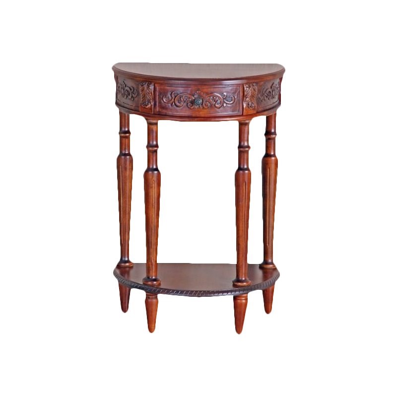 International Caravan Windsor Half Moon Console Table in Walnut Stain