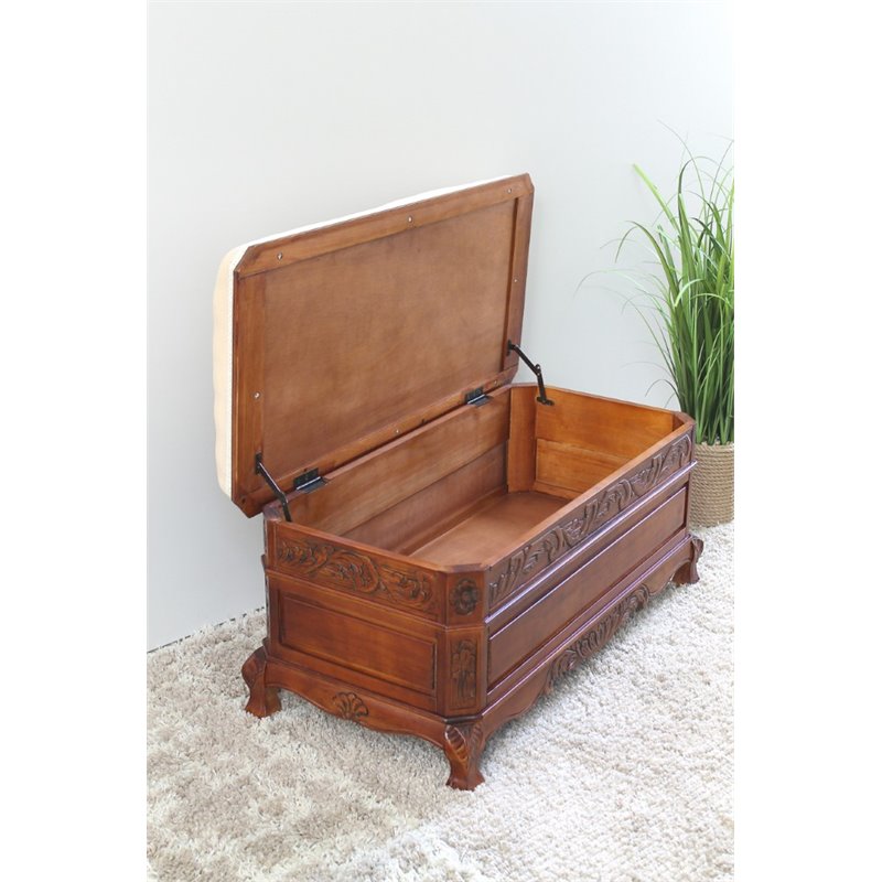 International Caravan Windsor Storage Trunk Bench in Walnut Stain