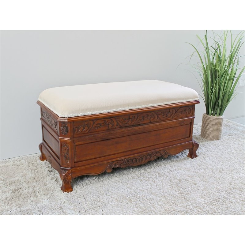 International Caravan Windsor Storage Trunk Bench in Walnut Stain