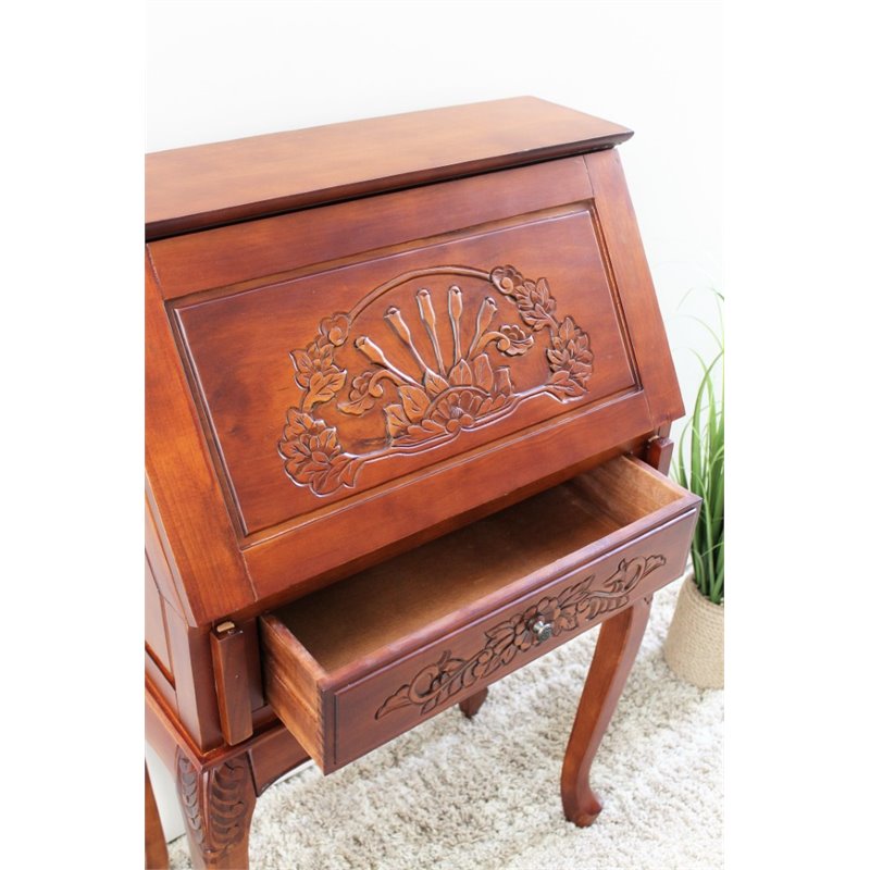 International Caravan Windsor Small Secretary Desk in Walnut Stain